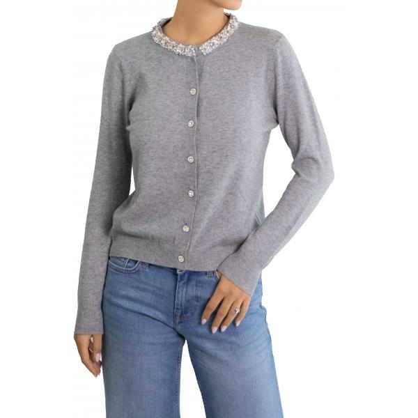 Cardigan bordo con diamantini 